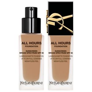 Тональная основа All Hours Luminous Natural Matte Foundation с 24-часовой стойкостью, SPF 30 и гиалуроновой кислотой. Yves Saint Laurent, .85 oz. /25 mL, MW9