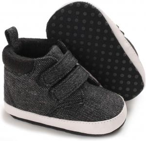 Детские кроссовки Babelvit для мальчиков и девочек с мягкой подошвой, высокие на шнуровке, унисекс, ботинки для малышей, новорожденных, первые ходунки, обувь для первого шага, 01 Ab/Black