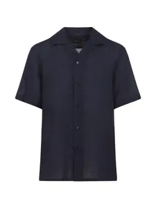 Рубашка из льна с короткими рукавами Brioni, синий