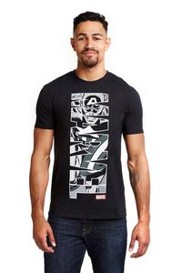 Хлопковая футболка с вертикальным рисунком «Капитан Америка» Marvel, черный