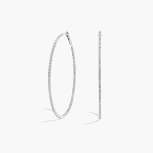 Ослепительные серьги-кольца с бриллиантами Eternity из 14-каратного белого золота (2 карата) Blue Nile