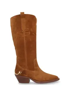 Ковбойские ботинки из замши с кожей и шпорами Alpe, коричневый