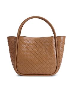 Женская сумка с верхней ручкой из плетеной кожи бежевого цвета Furniq UK, Tan