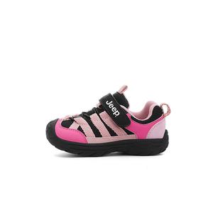 Нескользящие, износостойкие, дышащие, низкие детские кроссовки для повседневной носки. Jeep, розовый/черный