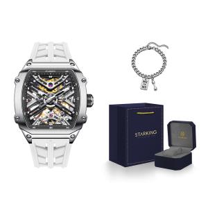 STARKING Часы Steel Core Collection Mechanical Movement Silicone Strap Watch Men's Watch Black Dial, AM0535SJ12 New Arrival Pattern with[Dark Blue Limited+Trendy Bracelet]