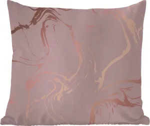 Подушка для улицы - Мрамор - Розовое золото - Линия - 45x45 см - Устойчива к погодным условиям - Подушка для отдыха - Фотоподушка - Декоративная подушка MuchoWow
