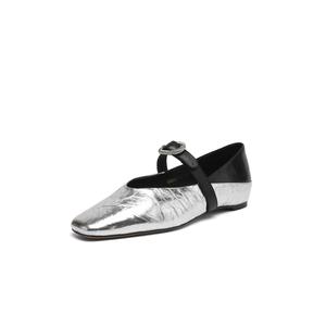 Bebe Серебряные женские балетки на плоской подошве 1 см, цвет Silver