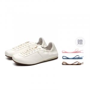 FOOT INDUSTRY Низкие кеды немецкой армии на тонкой подошве унисекс винтажного белого цвета с тремя парами шнурков, цвет Antique White, Comes with 3 Shoelaces