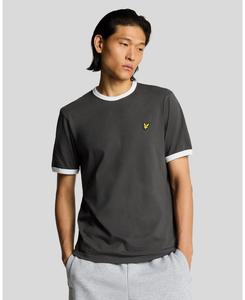Мужская футболка с контрастной отделкой Lyle & Scott, Gunmetal/ white