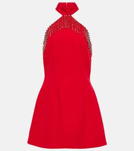 Мини-платье из крепа, украшенное кристаллами Christopher Kane, красный