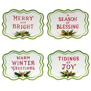 Сертифицированный международный набор снеговиков из 4 тарелок канапе Certified International, мультиколор