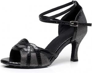 Босоножки на каблуке для женщин, туфли для латиноамериканских танцев, сальса, вечеринок, свадеб, бальные танцы (Цвет: серебро 8,3 см, Размер: 6,5 UK) Generic