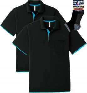 Мужская рубашка-поло Glimmer 00339-AYP, короткий рукав, быстросохнущая, многослойная, с карманом, 113 г (4,4 унции), черный/бирюзовый