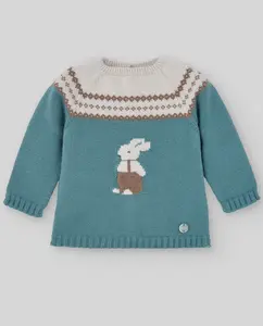 Детский вязаный жилет коллекции Помпон Paz Rodríguez, темно-зеленый