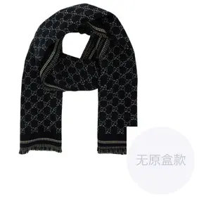 Шерстяной жаккардовый шарф GG GUCCI, серый