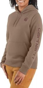 Женская свободная толстовка Carhartt средней толщины с логотипом на рукавах, Flaxseed