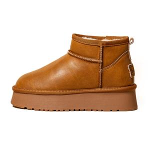 Утепленные противоскользящие сапоги для увеличения роста на 10 см с подошвой 4 см женские SNOWELF, верблюжий цвет