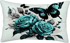 Generic Декоративная наволочка с принтом голубых роз и бабочек Blue 10
