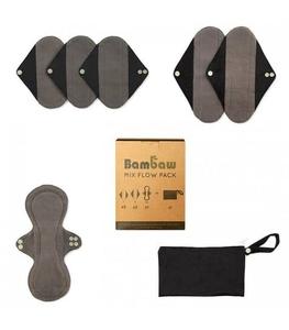 Многоразовые гигиенические прокладки из бамбукового микрофлиса, Набор из 6 гигиенических прокладок в футляре, Bambaw