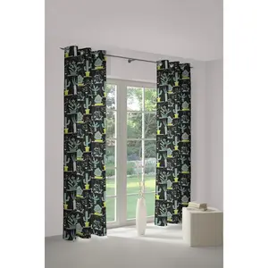 Шторa Oakham с люверсами, 1 шт. Wirth, зеленый/черный