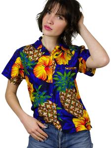 Блуза King Kameha Pineapple Hibiscus, синий