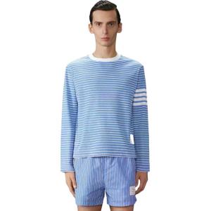 Футболка с длинным рукавом в полоску 4 bar THOM BROWNE, синий/белый