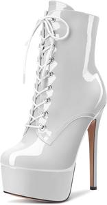 Женские ботильоны Castamere на высоком каблуке с платформой, шнуровкой, молнией, заостренным носком и каблуком-стилетто 6 дюймов, White