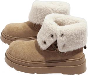 Женские зимние сапоги из искусственного меха с мягкой подкладкой на платформе, теплые и уютные GBGRHM, Off-White