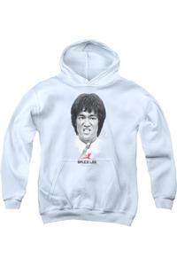 Брюс Ли худи с капюшоном для молодежи Gildan, белый