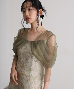 Платье с открытыми плечами, расшитое пайетками и кружевом, идеально подходит для свадеб и других торжественных случаев Pourvous, цвет Light Green