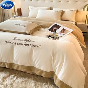 Disney Комплект постельного белья 4 предмета, 220x240 см, пододеяльник, простыня, наволочки, цвет милк таро и миндаль