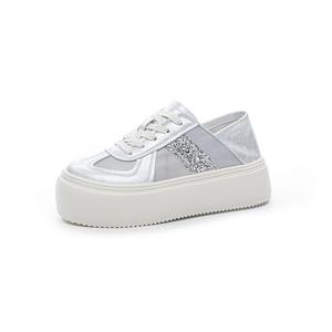 Высокие низкие кеды для скейтбординга Women's POOQ, серебро