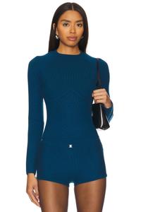 Вязаный топ с длинными рукавами под грудью Fleur Du Mal, цвет jewel