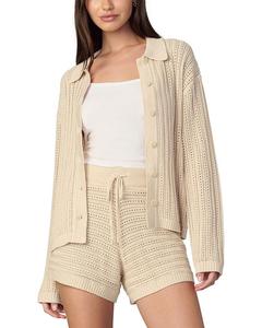 Кардиган Arlo с кружевной вязкой Joe's Jeans, коричневый/бежевый