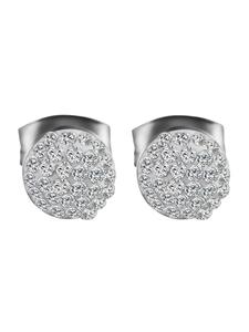Adeliás Женские серьги - серьги-гвоздики из нержавеющей стали со стразами, серебристого цвета