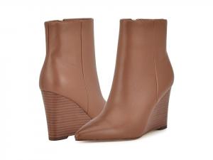 Девять Вест Паес Ботинки женские коричневые кожаные на танкетке короткие сапоги Nine West