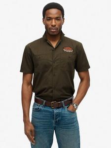 Короткий рукав рубашка механика Superdry, Olive Green