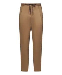 Бежевые хлопковые брюки с эластичным поясом и шнурком, стильные. Franzese Collection, бежевый