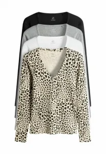 Комплект из 4 футболок с длинным рукавом стандартного кроя The Set, Black Grey Cream Animal