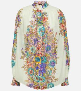 Рубашка из хлопка с цветочным принтом Etro, Print On White Base