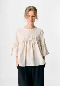 Рюшен блузка Object, White Sand
