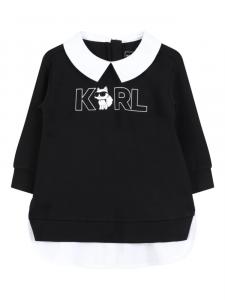Karl Lagerfeld Kids платье с контрастным воротником, черный