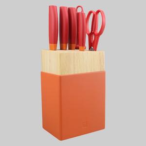 Zwilling Набор кухонных ножей, 7 предметов, нержавеющая сталь, включая шеф-нож и разделочный нож, гранатово-красный