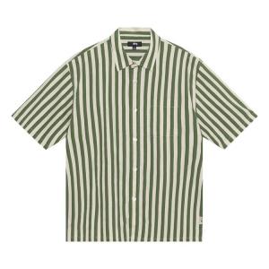 Рубашка Stussy Striped Boxy Flat Hem Shirt, зеленый