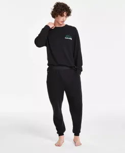 Мужские прямые термобрюки с вафельной вязкой Lacoste, черный