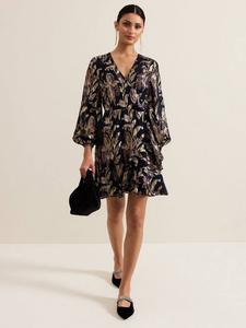 Платье с металлическими листьями от amelia Phase Eight, темно-синий