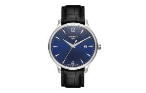 Мужские часы Junya Collection с кварцевым механизмом, синий циферблат 42 мм, корпус из нержавеющей стали, ремешок из натуральной кожи TISSOT