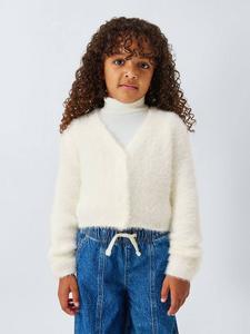 Детский кардиган с V-образным вырезом и ажурными узорами John Lewis, White