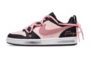 Nike Court Borough Low top детские скейтбординг кроссовки Black Pink для подростков