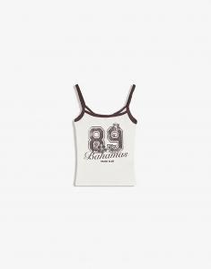 Белый топ Bershka с принтом и бретельками